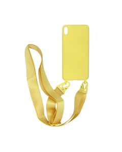 iPhone XS Max Silikonskal med Rem/Halsband - Gul- G-SP.se